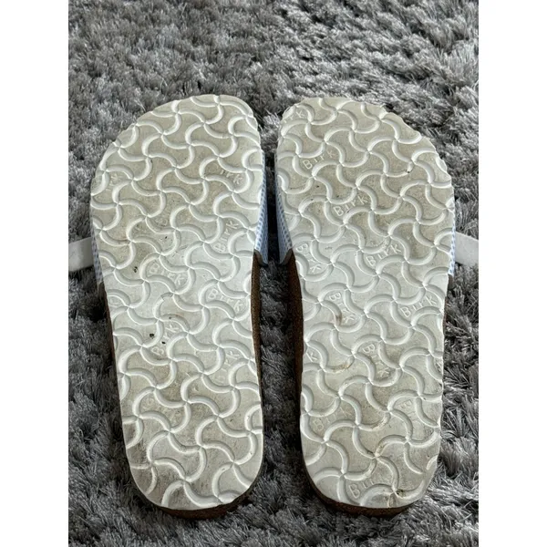 Birkis Birkenstock Sandals Womens 36 US 5 Madrid Blue Gingham Plaid Slide - Image 14