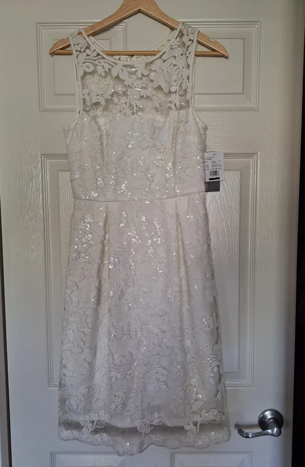 Donna Ricco David's Bridal NWT Ivory Lace Sequin Dress Size 2 - Image 4