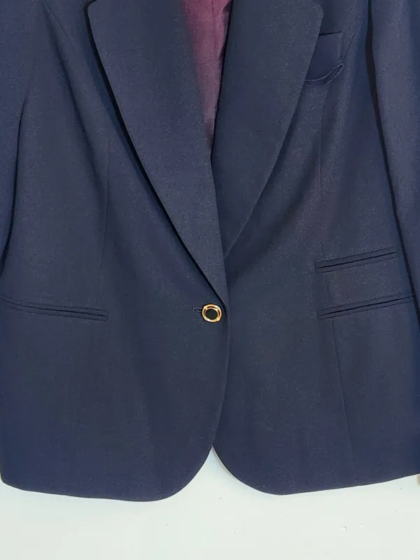 Le Suit Navy Gold Button Blazer with Removable Pocket Square Size 16 NWT - Image 3