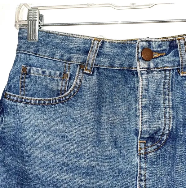 ASOS Denim Micro Mini Skirt Dark Wash Mid-rise Frayed Hem - Image 2