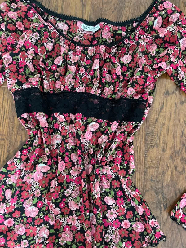 Vintage Floral Top Multi Size M - Image 2