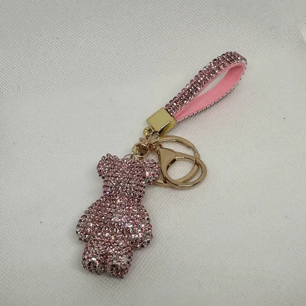 Pink Rhinestone Bear Keychain - Image 2