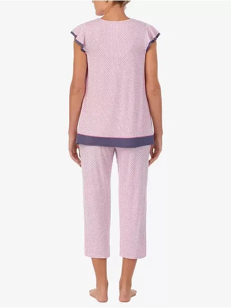 NWT Ellen Tracy Women's Short Sleeve 2 Piece Pajama Set PK/PRINT M - Image 2