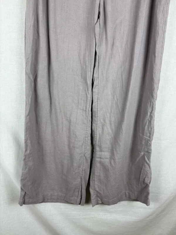 Abercrombie & Fitch Wide Leg Linen Pants Mauve Size M - Image 4