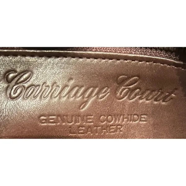 Vintage Carriage Court Brown Genuine Cowhide Leather Clutch Bag Purse Classic - Image 6