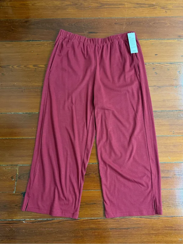 NWT Eileen Fisher Organic Cotton Pull On Lazy Pant Cranberry Sz M 💛🍄 - Image 2