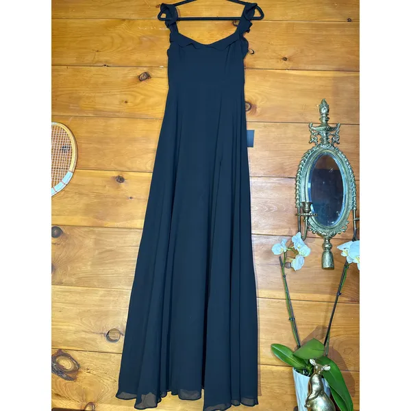 NWT Lulus Dreamy Admiration Black Ruffled Maxi Dress Gala Banquet Ball Size S - Image 2
