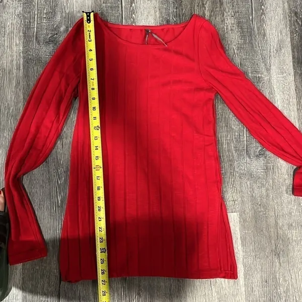 Anthropologie Ribbed Slide Slit Tunic Red New NWOT - Small - Image 6