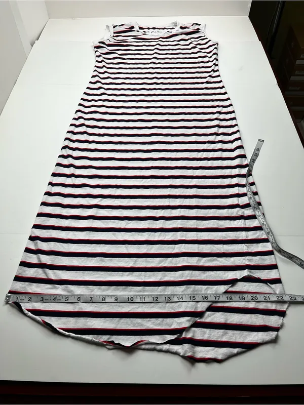 Frank & Eileen Cory Muscle Tee Maxi Dress Red Blue White Striped Crewneck Large - Image 9