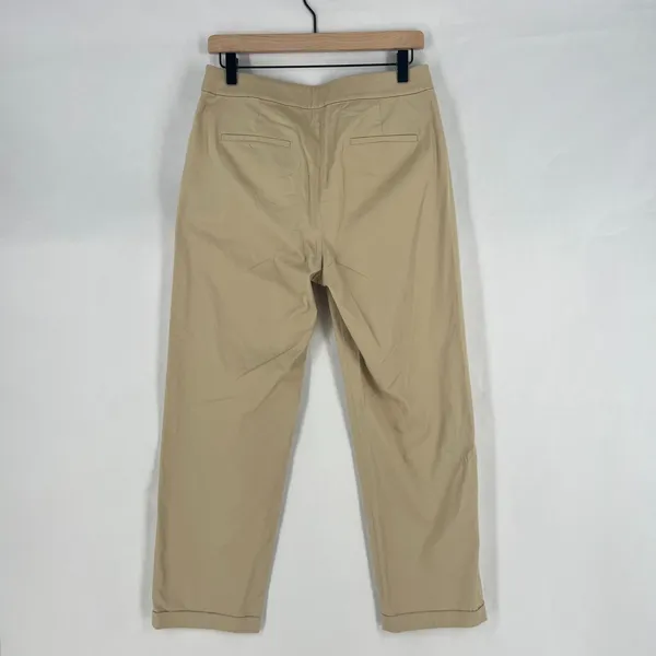 J.Crew Kate Dress Pants‎ Women 6 Beige Cotton Mid Rise Formal Straight Leg - Image 2