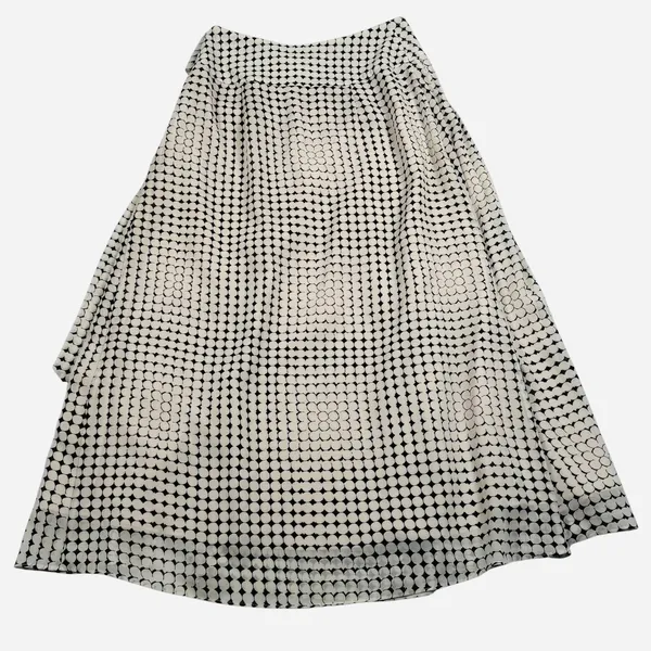 Reiss Jorja Skirt Womens 0 Black Cream Geometric Pleated Buckle Midi Lined‎ - Image 3