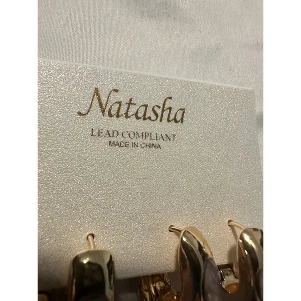 Gold Tone Hoop Earrings Natasha Lead Compliant Fashion Jewelry Chic‎ NWT - Image 4