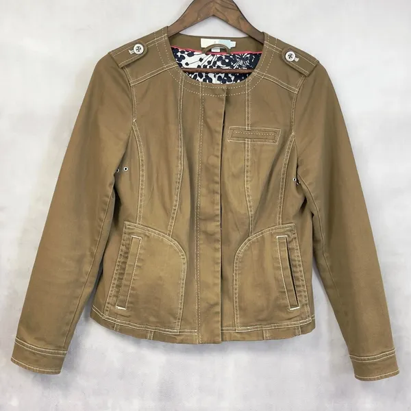 Boden Military Utility‎ Jacket Womens Size 6 Cotton Blend Indie Heritage Neutral - Image 14