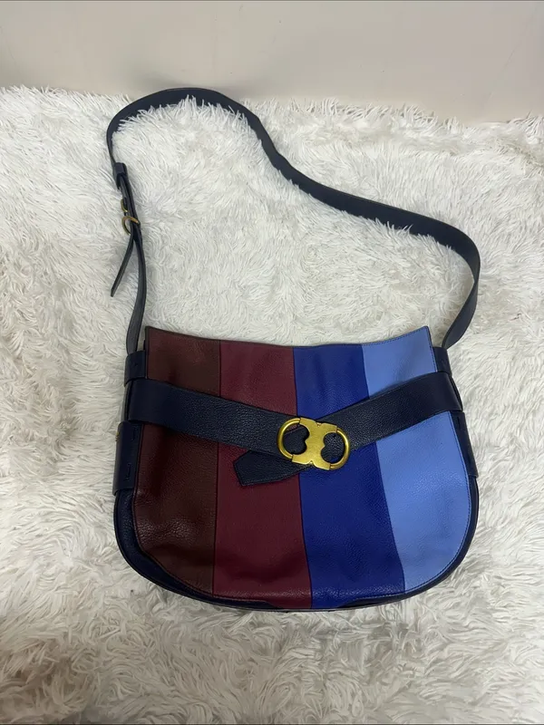 TORY BURCH Gemini Link Striped Multi Belted Hobo Cross Body Bag - Image 12