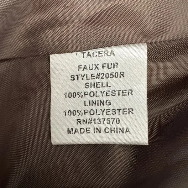 Tacera Faux Fur Jacket Women XL Brown Cropped Rhinestone Button Lined Glam - Image 6