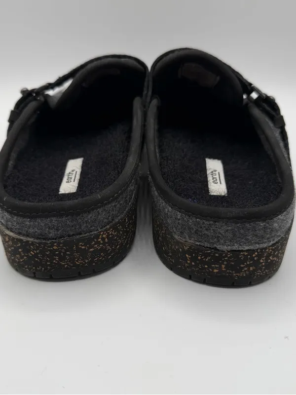 Earth Dream Aymii Wool Felt Clogs Women 8 Black Embroidered Buckle Mules - Image 5