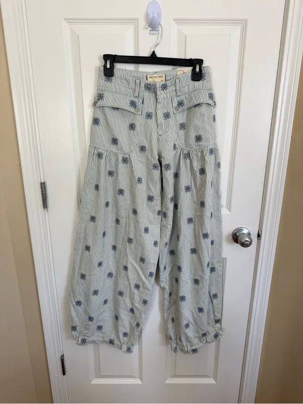 Free People We The Free Lotus Embroidered Railroad Balloon Jeans in Indigo 25 - Image 2