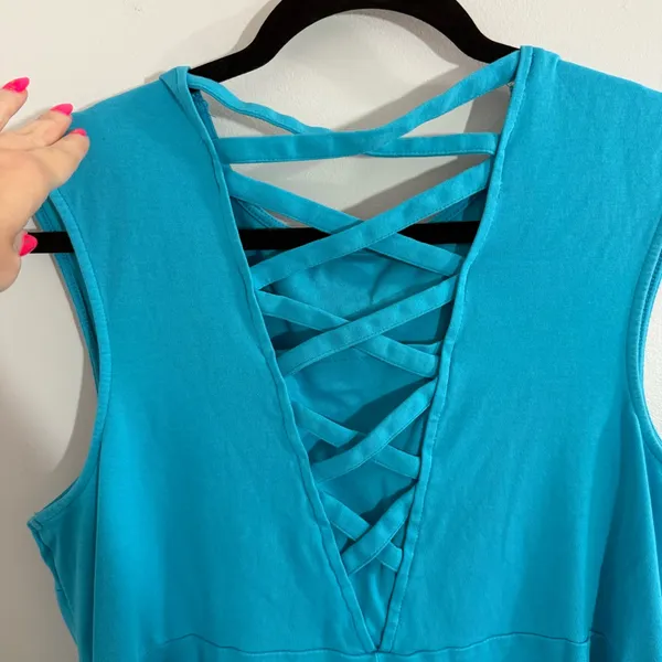 New York & Company Blue Sleeveless Cut out Back Dress with pockets Size XL - Image 8