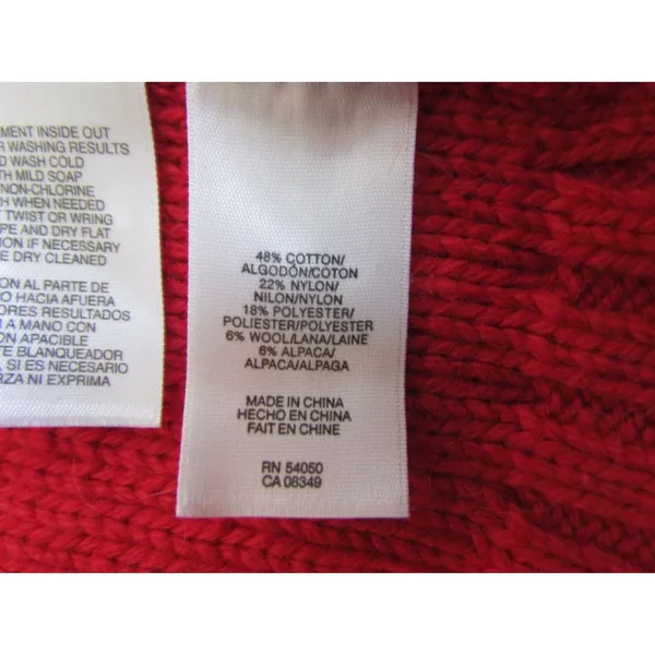 Jones New York‎ Sport Cardigan M Red Cable Knit Shawl Collar Snap Front Sweater - Image 5