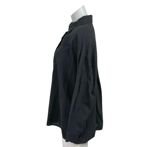 Topshop Womens Black Oversized Relaxed Long Sleeve Boyfriend Button Down Shirt 2 - Image 2