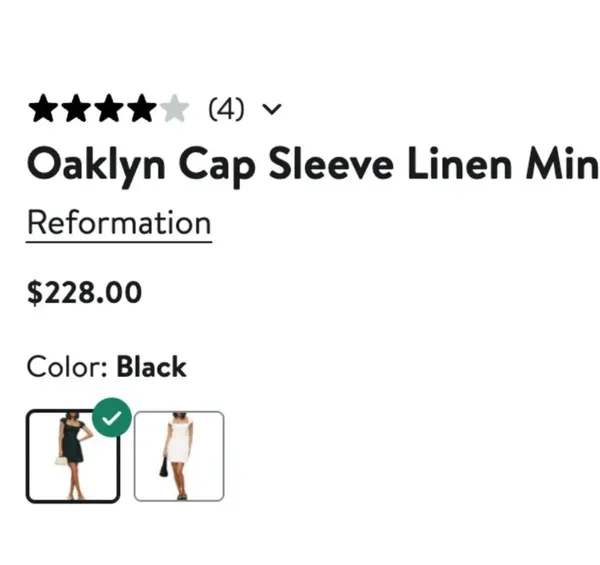 Reformation Linen Dress $228 Black size 6 - Image 3