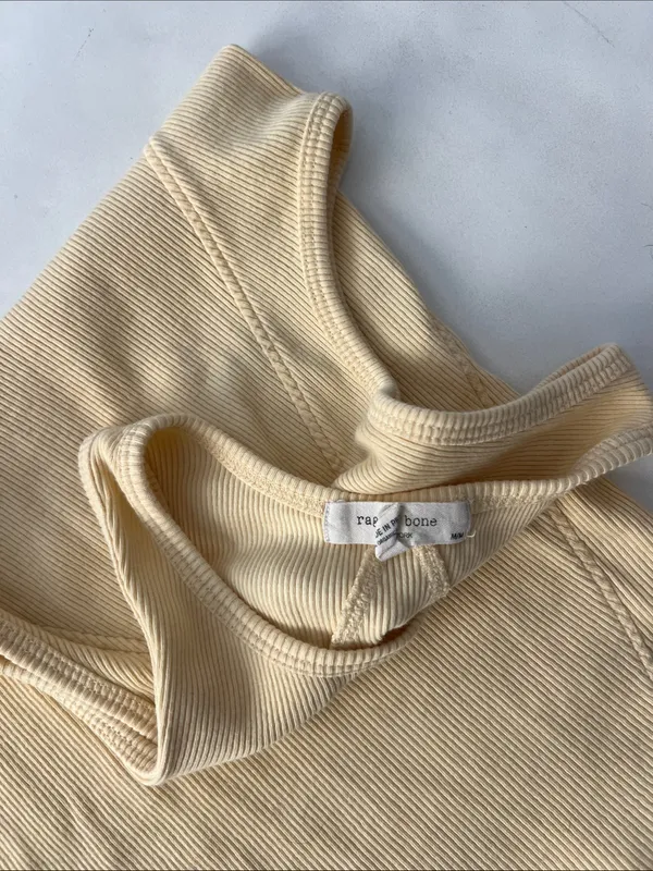 Rag & Bone Essential Rib Knit Tank Top Organic Pima Cotton Butter Yellow M $95 - Image 7