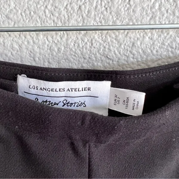 & Other‎ Stories Women's High Rise Black Pleated Double Zip Trouser Pants - Image 4