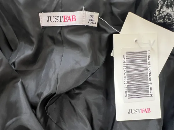 JustFab Black & White Marled Textured Asymmetrical Zip Coat 2X NWT - Image 7
