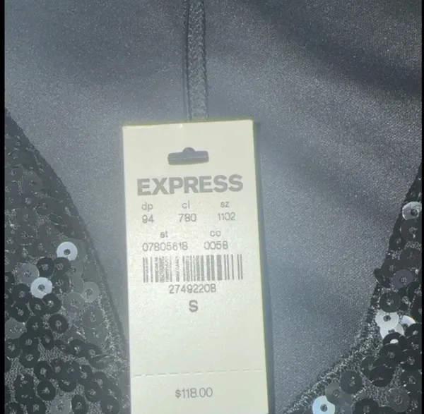 Express Sequin Cocktail Mini Dress NWT Size Small Black Id 90105 women's - Image 4