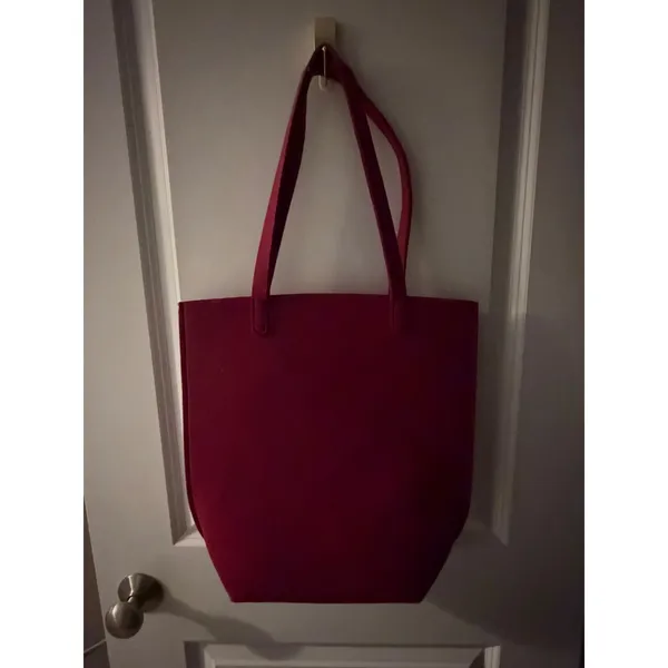 Bath & Body Works Red Felt Tote Bag Debossed Logo Shoulder Bag Minimalist Red - Image 3