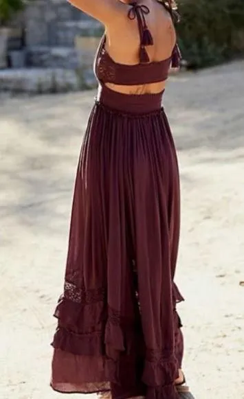 Free People Santa Maria Plum Maxi Dress medium - Image 4
