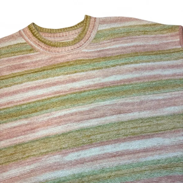 NEW Billabong Retro 70s Pink Sunset Stripped Crop Knit Jumper Sweater — MEDIUM - Image 4
