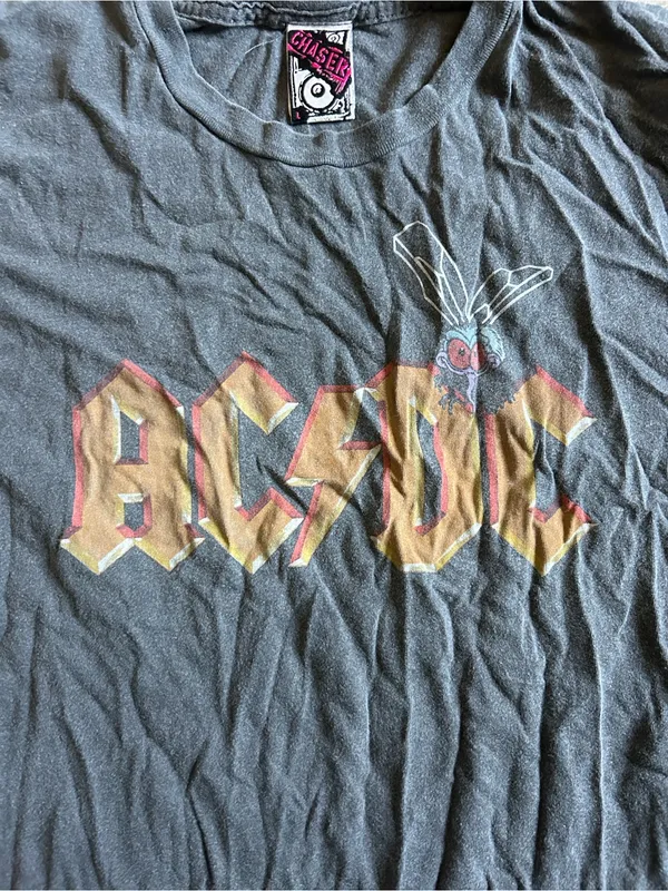 Chaser ac/dc Short Sleeve Tee with Red/Gold Print - Image 3
