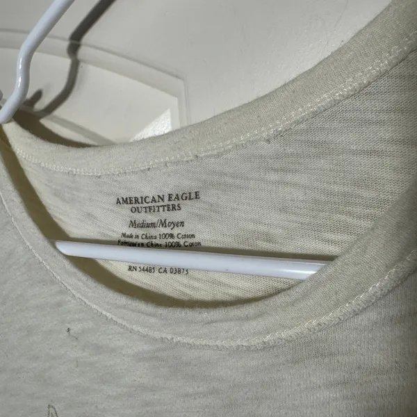 American Eagle Outfitters Y2K 1977 Embroidered Baby Tee‎ Womens M Cream Top - Image 2