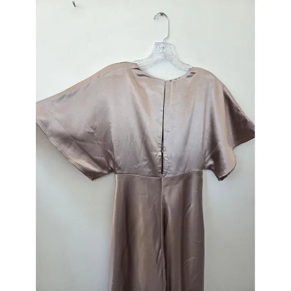 Birdy Grey Jesse Dress Taupe Kimono Satin Bridesmaid Maxi Slit Flattering Small - Image 11