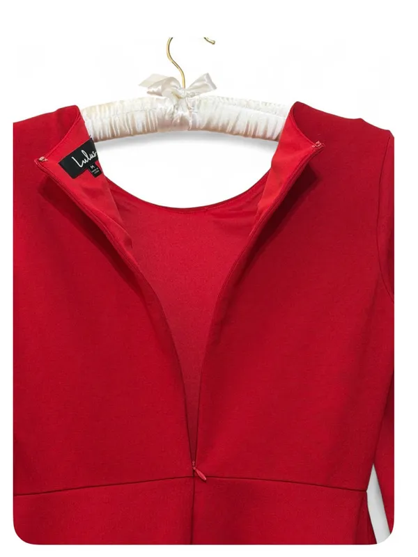 NWT Lulus Women’s Red Forever Chic Red Long SleeveMidi Dress Size Medium - Image 15