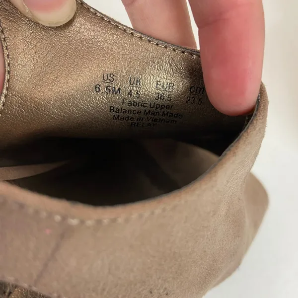 Life Stride women's tan soft system faux suede buckle‎ chunky wedge heel shoes - Image 7