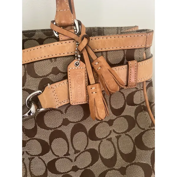 Coach Hampton Satchel Women Medium Brown Monogram Canvas Y2K Preppy 8K07 - Image 2