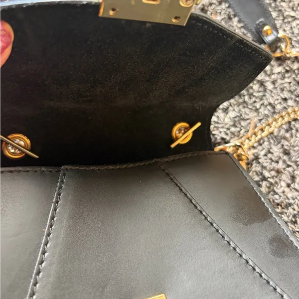 Elegant Black Leather Bag with Gold Accents - Image 6