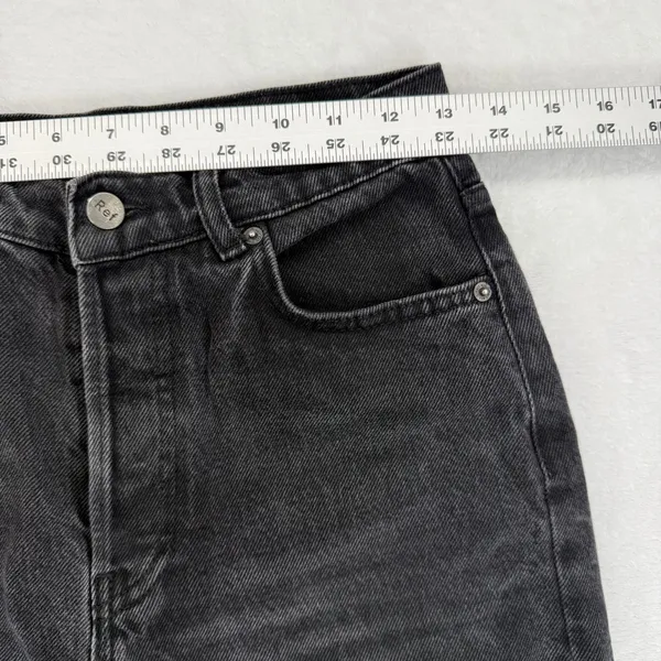 Reformation Jeans Womens Size 26 Black High Rise Button Fly Straight Leg Denim‎ - Image 5