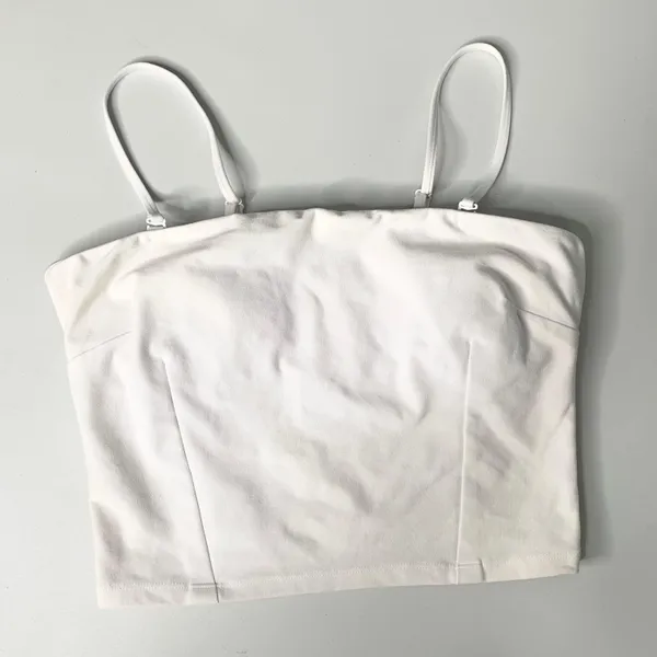 Alo Medium Bandeau Cami Top White FLAWED Yellow Stains - Image 2