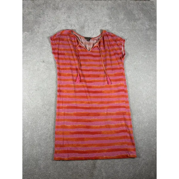 tommy bahama pink orange stripe linen blend dress medium t shirt dress Tunic - Image 6