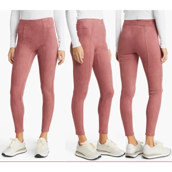 Spanx Faux-Suede Soft Leggings in Rich Rose Pink Size XL - Image 2