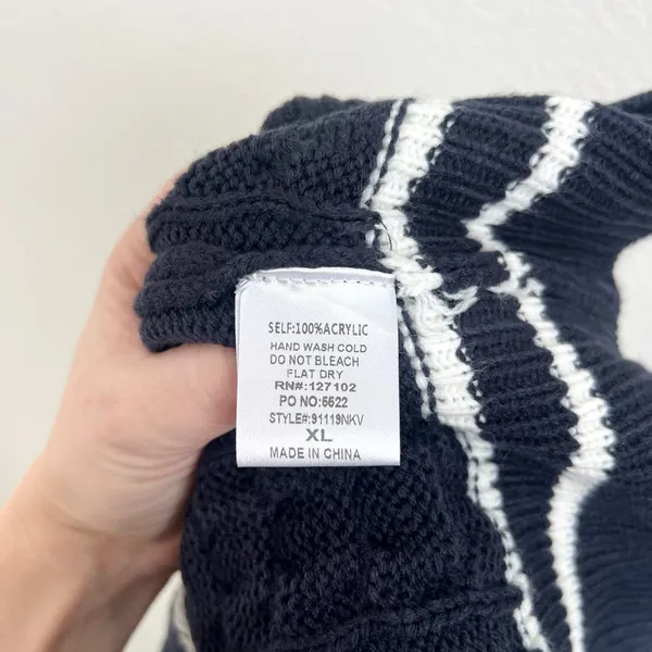 [VICI] Navy Blue White V-Neck Chunky Cable Knit Oversized Sweater Dress NWT XL - Image 10