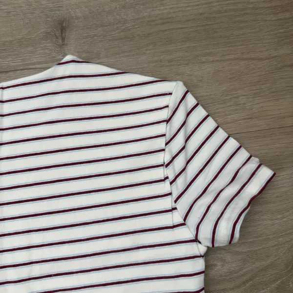 Abercrombie and Fitch Double-Lined Baby Tee in Cream and Maroon Stripe - Image 5