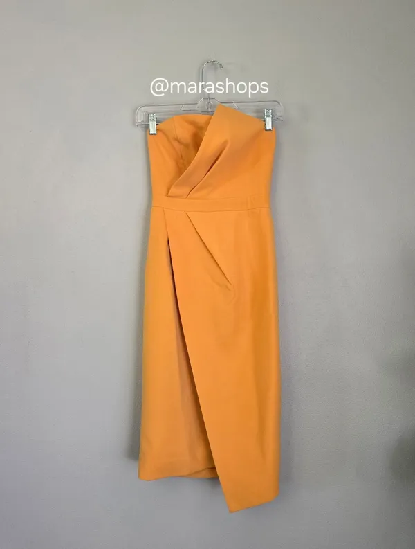 Aliava Eliana Crepe corset Midi Dress Orange - Image 5