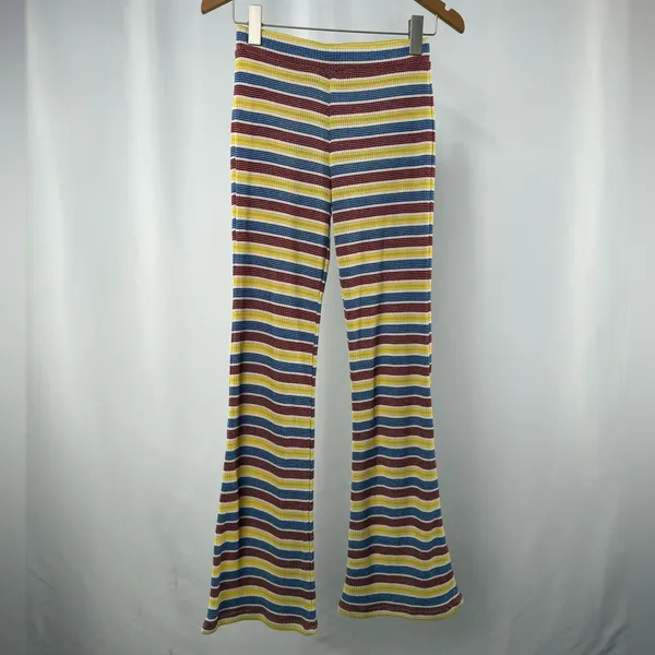 NWT Zara Rib Texture‎ Striped Pull On Flare Pants in Multi Size Medium - Image 4