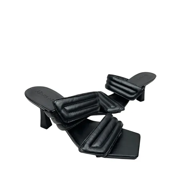 Abound Black Padded Quilted Square Toe Flared Heel Mules Sandals Size 7M - Image 3
