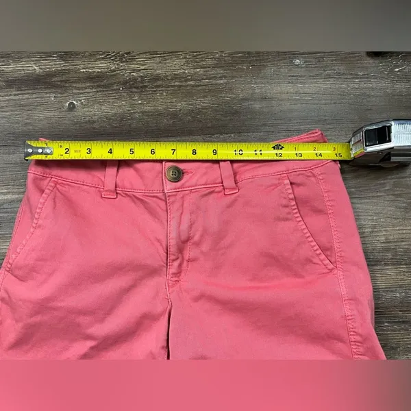 American Eagle Super Stretch Pink Aeo Twill Midi Shorts Size 27 Summer Preppy - Image 8