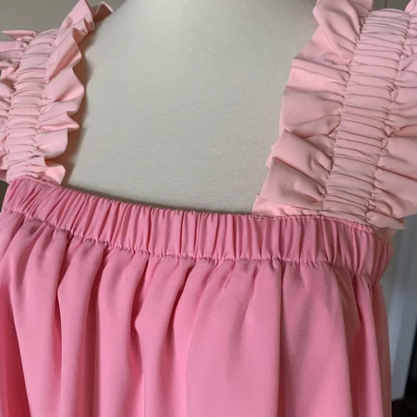 Entro Tiered Babydoll‎ Mini Dress Size Small Red Pink - Image 6